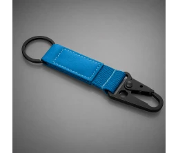 Брелок-ремувка "Carabinier" из ткани с вставкой из экокожи и карабином, синий