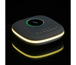 Bluetooth колонка с беспроводной зарядкой и подсветкой Terrafonic, серая