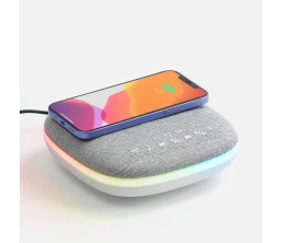 Bluetooth колонка с беспроводной зарядкой и подсветкой Terrafonic, серая