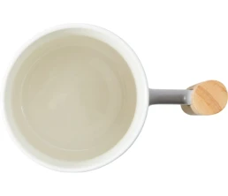 Кружка с ручкой и крышкой из каучукового дерева Jeny, серый