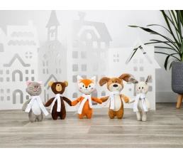 Мягкая игрушка Beastie Toys, собачка с белым шарфом