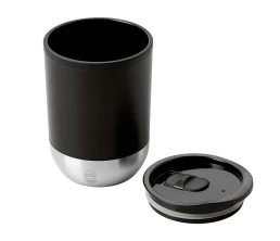 Термокружка LINDE с двойными стенками из переработанного полипропилена, черный