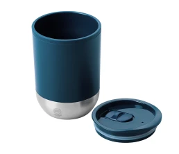 Термокружка LINDE с двойными стенками из переработанного полипропилена, синий нэйви