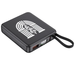 Внешний акуумулятор с подсветкой лого "Nex", 5000 мАч, черный