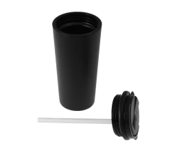 Термокружка с трубочкой «Moment Straw», 350 мл, черный