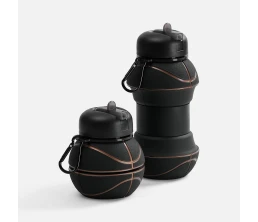 Складная бутылка для воды Basketball Flex, черная