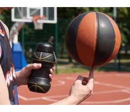 Складная бутылка для воды Basketball Flex, черная