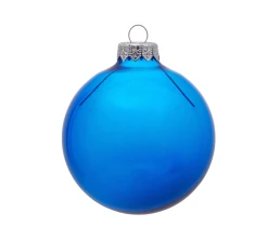 Стеклянный елочный шар "Christmas bauble", синий прозрачный, с серебристым колпачком в черной коробке