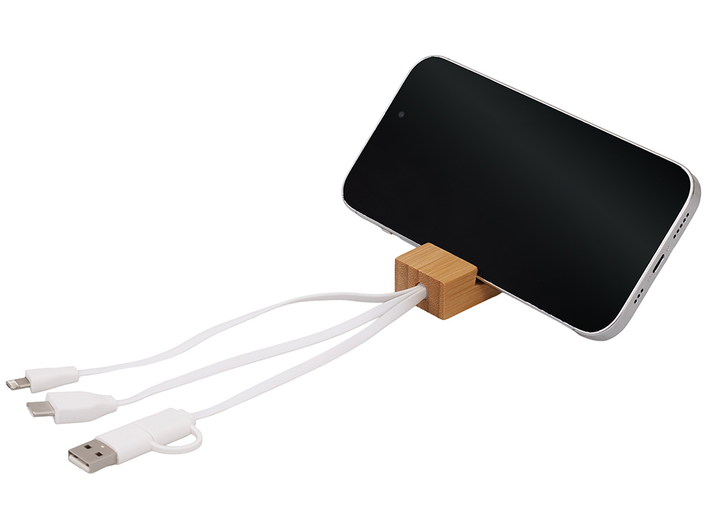 Универсальный кабель с подставкой 4-в-1 «Unicable», белый Универсальный кабель с подставкой 4-в-1 «Unicable», белый