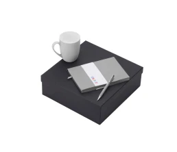 Подарочный набор с блокнотом С1, металлической ручкой и кружкой, серый