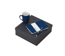 Подарочный набор с блокнотом С2, металлической ручкой и кружкой, темно-синий