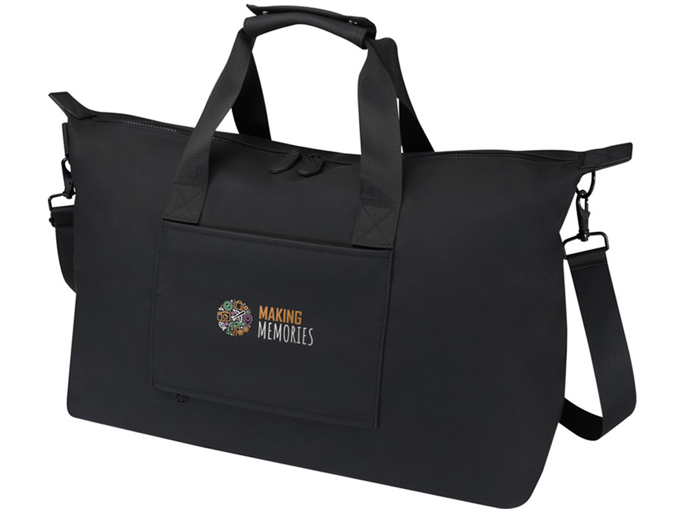 Спортивная сумка для ноутбука с диагональю экрана 15,6 дюйма Turner, изготовленная из переработанных материалов согласно стандарту GRS - сплошной черный Спортивная сумка для ноутбука с диагональю экрана 15,6 дюйма Turner, изготовленная из переработанных материалов согласно стандарту GRS - сплошной черный