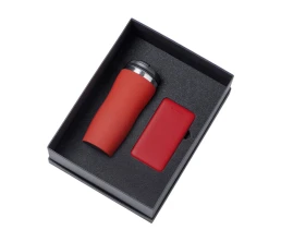 Подарочный набор c вакуумной термокружкой и повербанком С1, красный Подарочный набор c вакуумной термокружкой и повербанком С1, красный