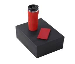 Подарочный набор c вакуумной термокружкой и повербанком С1, красный Подарочный набор c вакуумной термокружкой и повербанком С1, красный