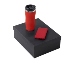 Подарочный набор c вакуумной термокружкой и повербанком С2, красный Подарочный набор c вакуумной термокружкой и повербанком С2, красный