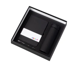 Подарочный набор с блокнотом С1, металлической ручкой и термосом, черный