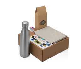 Подарочный набор с термобутылкой, блокнотом, ручкой и чаем, белый Подарочный набор с термобутылкой, блокнотом, ручкой и чаем, белый