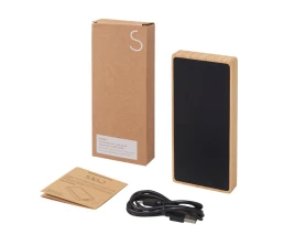 Внешний аккумулятор с подсветкой лого и солнечной панелью «Reedia S1», 10000 mAh, бамбук, черный