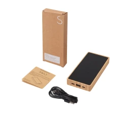 Внешний аккумулятор с подсветкой лого и солнечной панелью «Reedia S1», 10000 mAh, бамбук, черный