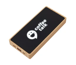 Внешний аккумулятор с подсветкой лого и солнечной панелью «Reedia S1», 10000 mAh, бамбук, черный