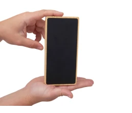 Внешний аккумулятор с подсветкой лого и солнечной панелью «Reedia S1», 10000 mAh, бамбук, черный