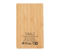 Внешний аккумулятор с подсветкой лого «Reedia S2», 5000 mAh, бамбук, черный