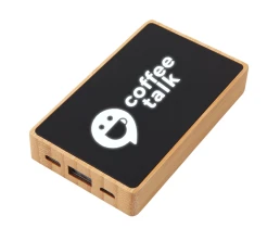 Внешний аккумулятор с подсветкой лого «Reedia S2», 5000 mAh, бамбук, черный