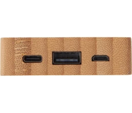 Внешний аккумулятор с подсветкой лого «Reedia S2», 5000 mAh, бамбук, черный