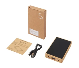 Внешний аккумулятор с подсветкой лого «Reedia S2», 5000 mAh, бамбук, черный