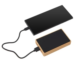 Внешний аккумулятор с подсветкой лого «Reedia S2», 5000 mAh, бамбук, черный