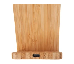 Беспроводное зарядное устройство 2-в-1 с подсветкой лого «Reedia S4», 15 Вт, бамбук, черный