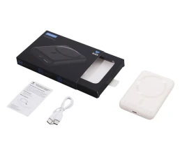 Магнитный внешний беспроводной аккумулятор «Polarix», QC/PD, 10000 мАч, слоновая кость