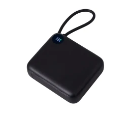 Внешний аккумулятор со встроенным кабелем «Liri», QC/PD, 10000 мАч, черный