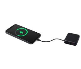 Внешний аккумулятор со встроенным кабелем «Liri», QC/PD, 10000 мАч, черный