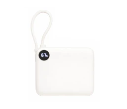 Внешний аккумулятор со встроенным кабелем «Liri», QC/PD, 10000 мАч, теплый белый