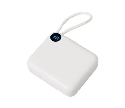 Внешний аккумулятор со встроенным кабелем «Liri», QC/PD, 10000 мАч, теплый белый