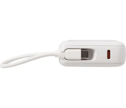 Внешний аккумулятор со встроенным кабелем «Liri», QC/PD, 10000 мАч, теплый белый