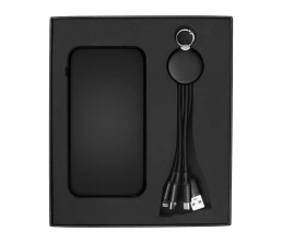 Набор из внешнего акуумулятора и универсального кабеля с подсветкой лого «Reserve LED», 10000mAh, черный