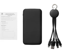 Набор из внешнего акуумулятора и универсального кабеля с подсветкой лого «Reserve LED», 10000mAh, черный