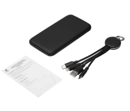 Набор из внешнего акуумулятора и универсального кабеля с подсветкой лого «Reserve LED», 10000mAh, черный