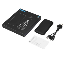 Набор из внешнего акуумулятора и универсального кабеля с подсветкой лого «Reserve LED», 10000mAh, черный