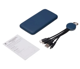 Набор из внешнего акуумулятора и универсального кабеля с подсветкой лого «Reserve LED», 10000mAh, темно-синий