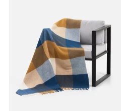 Плед Fleco, синий с коричневым