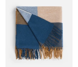 Плед Fleco, синий с коричневым