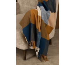 Плед Fleco, синий с коричневым