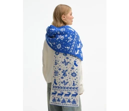 Шарф Holidale, синий с молочным