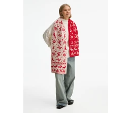 Шарф Holidale, красный с молочным