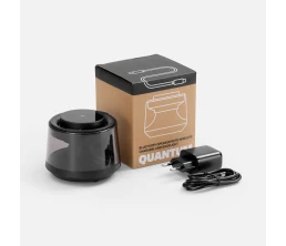 Bluetooth-колонка с подсветкой и беспроводной зарядкой Quantium, черная Bluetooth-колонка с подсветкой и беспроводной зарядкой Quantium, черная