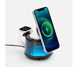 Bluetooth-колонка с подсветкой и беспроводной зарядкой Quantium, черная