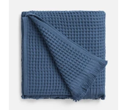 Плед вафельный Elenglect, темно-синий